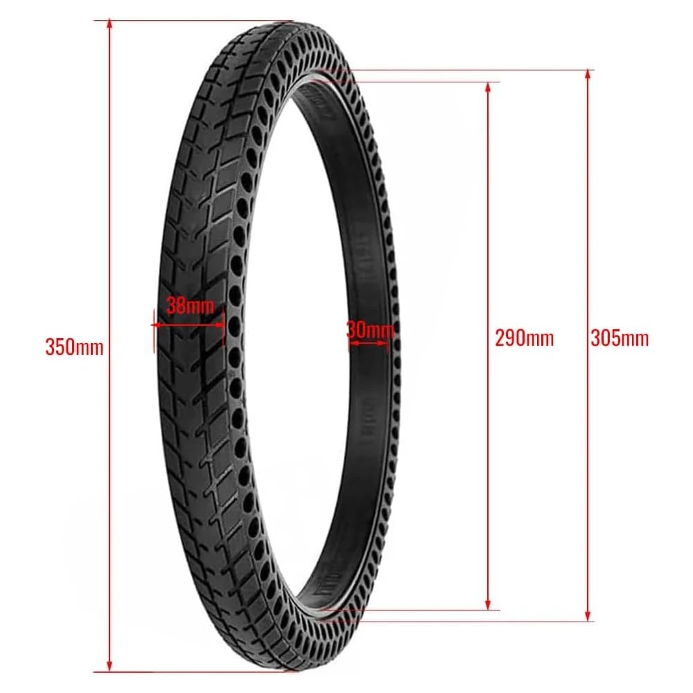 CATAZER 16 Inch Bicycle Solid Tire 16x 1.5/1.75 Non-pneumatic Airless Ever Tire with Cushioning Perforated Shock Absorbing Tyre