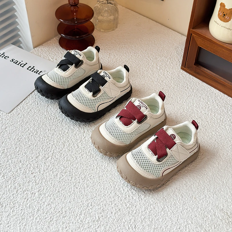 

Spring Autumn Children's Boy Girls Microfiber Mesh Cute Thin Bottom Running Shoes Kid Toddler Color Shoelaces Non-slip Training