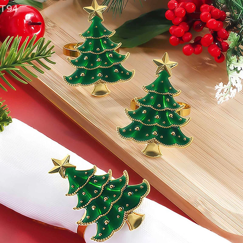 6 Stück Weihnachten Zuhause Küche Abendessen Tischdekoration Neujahr Partyzubehör Weihnachten Serviettenringe Weihnachtsbaumschmuck