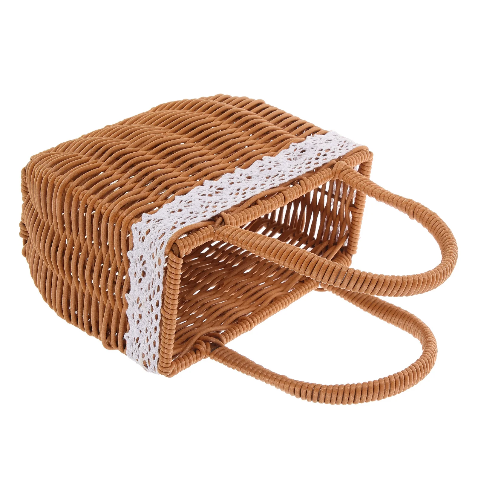 

Handmade Woven Storage Bag Gift Box White Rope Decor Rustic Flower Basket Beach Clutch Picnic Basket Wicker Purse Large