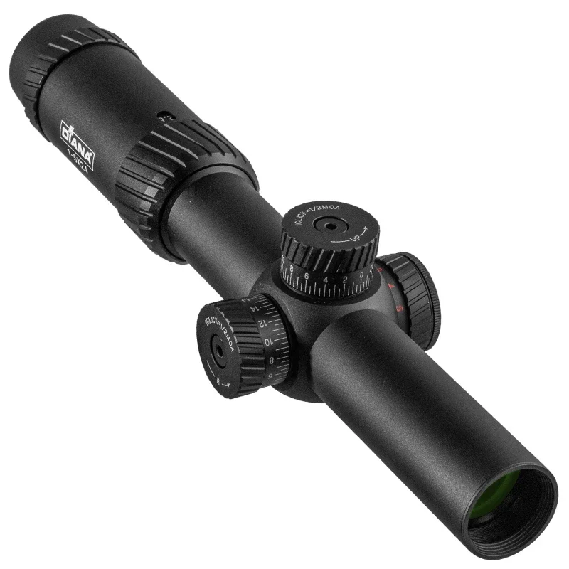 DIANA 1-5X24 Hunting Tactical Optical Rifle Scope with Red Green Illuminated Cross Turret lock Scope Range Airsoft Mirror