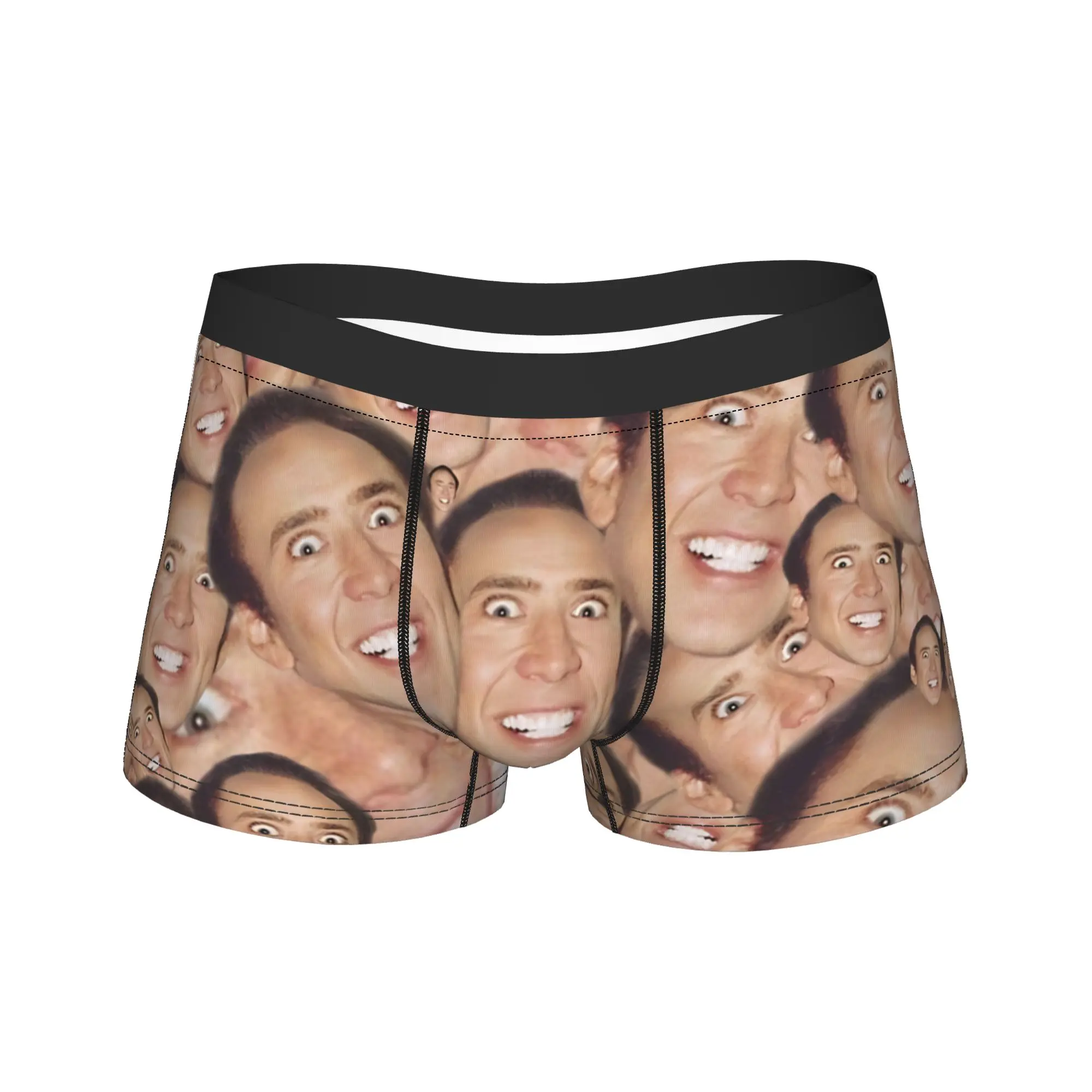 

N-Nicolas C-Cage Face Collage Design Underwear Breathable Underpants Design Boxer Brief For Male Pouch Oversize Boxer Shorts