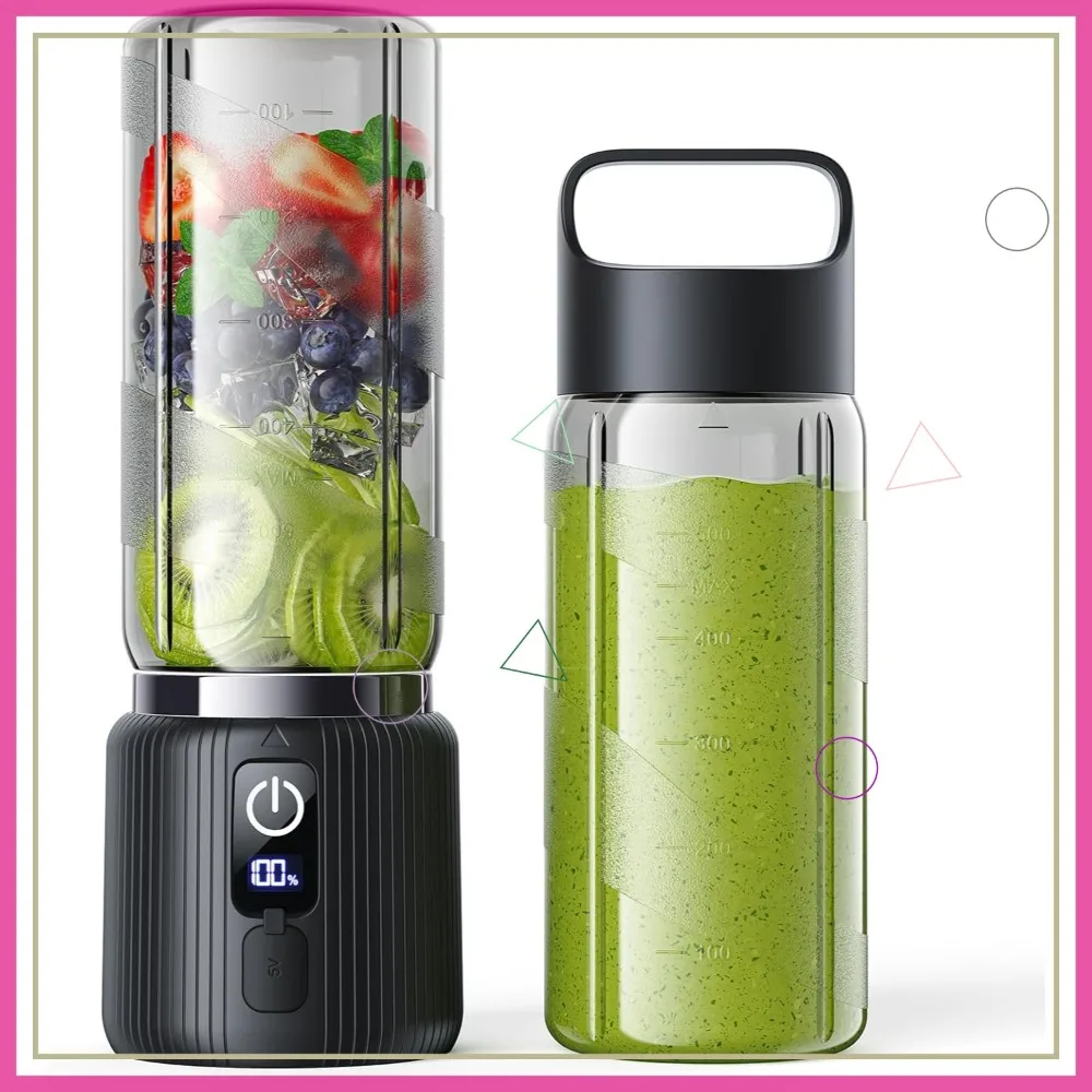 

Portable Blender with 8 Blades, 17oz Capacity, LED Display & USB-C Charging for Smoothies, Travel & Gym
