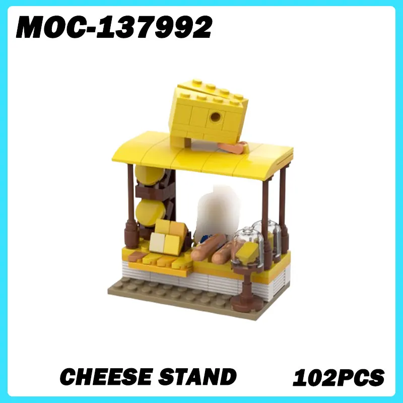 MOC-137992 Micro Architecture Yellow Cheese Stand Building Blocks DIY Model Bricks Puzzle Toys Brick Birthday Gifts 102Pcs