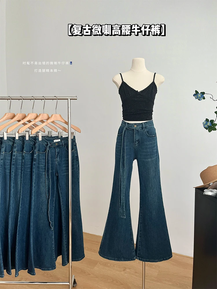 

Women Vintage Low Rise Y2k Japanese Streetwear Classical Bell Bottoms Denim Pants Long Trousers 2000s Aesthetic Flare Jean Kpop