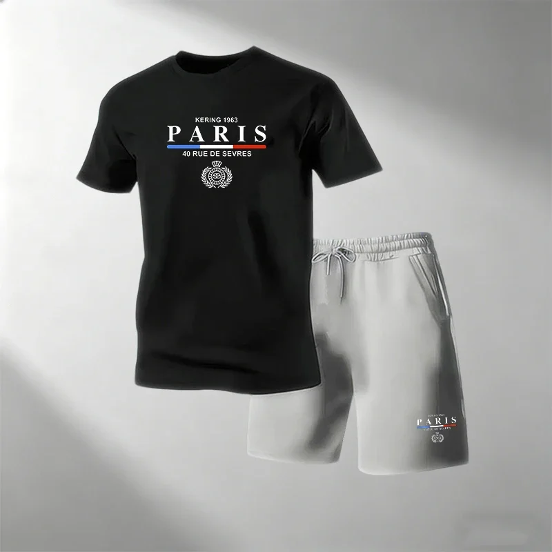 Camisetas Transpirables para Hombre en Oferta, Conjuntos de Cuello Redondo y Manga Corta + Pantalones Cortos Deportivos de Secado Rápido, Casuales de Verano para el Hogar y Actividades al Aire Libre, 2 Piezas
