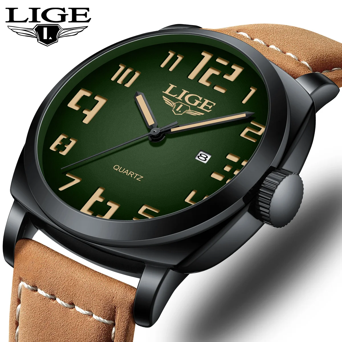 

LIGE Man Watch Fashion Outdoor Sports Quartz Watches Waterproof Calendar Leather Strap Mens Watch Business Clock Reloj Hombre