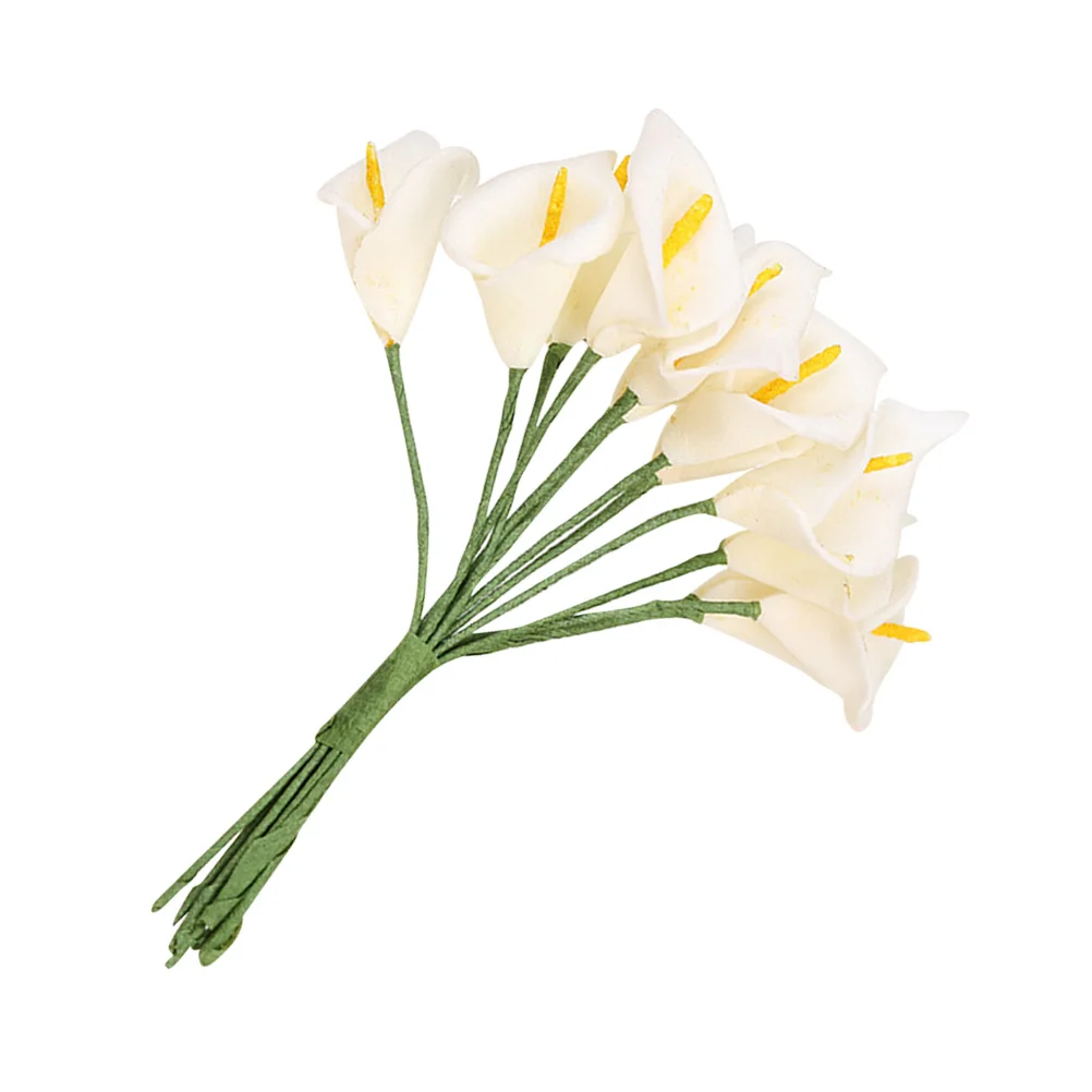 

12pcs Mini Artificial Bridal Flowers Bouquet PE Real Touch Flower (Ivory)