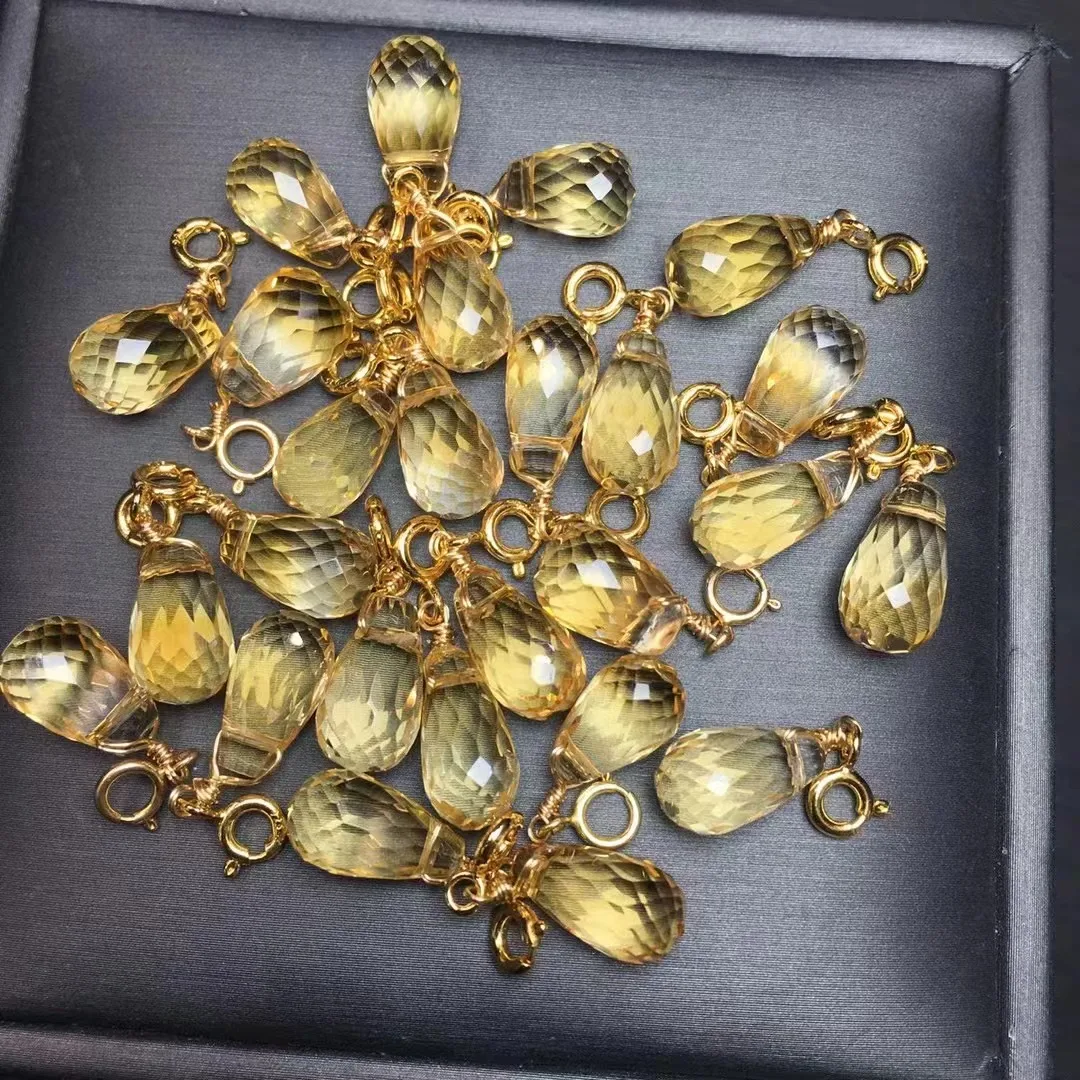 

Цельный кулон из серебра 925 пробы с граненым натуральным бразильским Цитрином