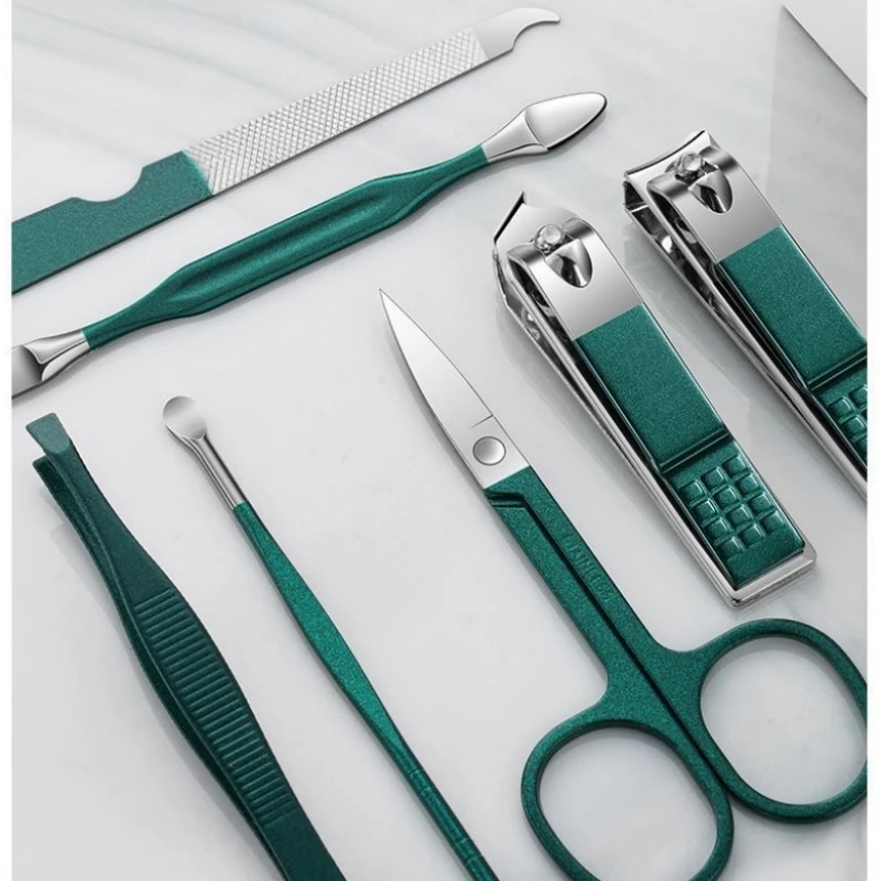 2023ใหม่7Pcs แบบพกพาหรูหราชุดตัดแต่งเล็บเท้าชุดสีเล็บ Personal Care เครื่องมือกรรไกรคิ้ว