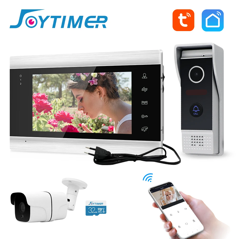 Joytimer 720P Tuya Smart WIFI Wireless Video intercom For Home 7Inch Monitor Doorbell Video DoorPhone With Camera Outdoor System