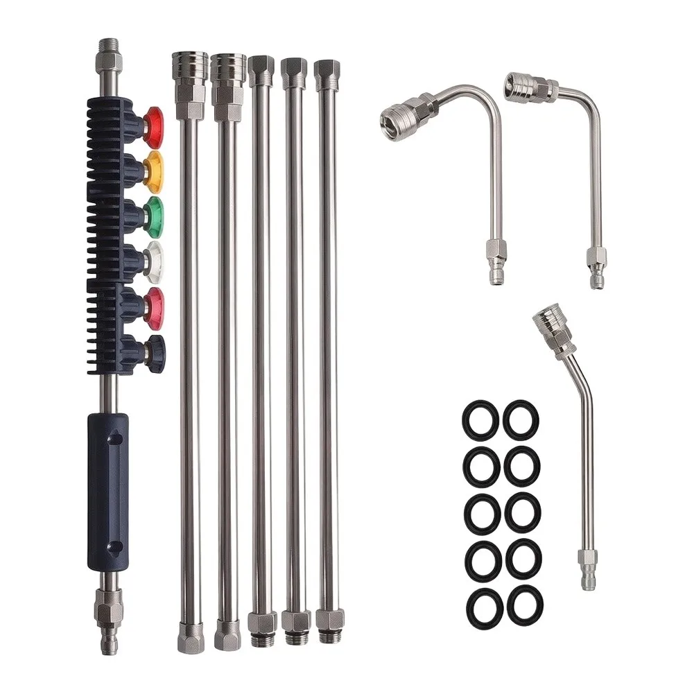 For Heavy-duty Jobs Pressure Washer Nozzle Set Stainless Steel Extension Rod Outdoor Cleaning Tool Set Extension Wand