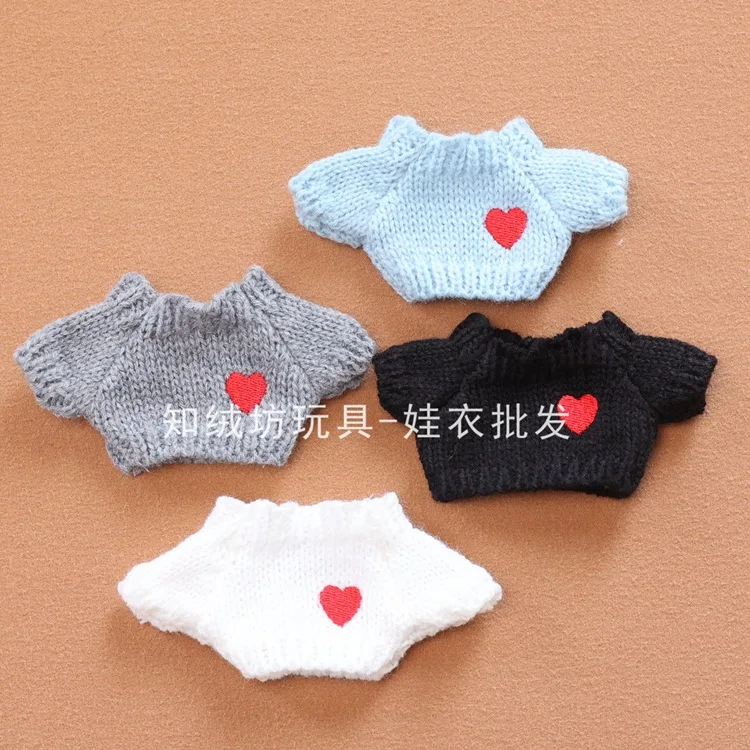 Heart Pattern Sweater for 17cm Labubu Trendy Plush Pendant 1st-3rd Gen Doll Clothes 17cm Panda Plush Toy Knit Accessories