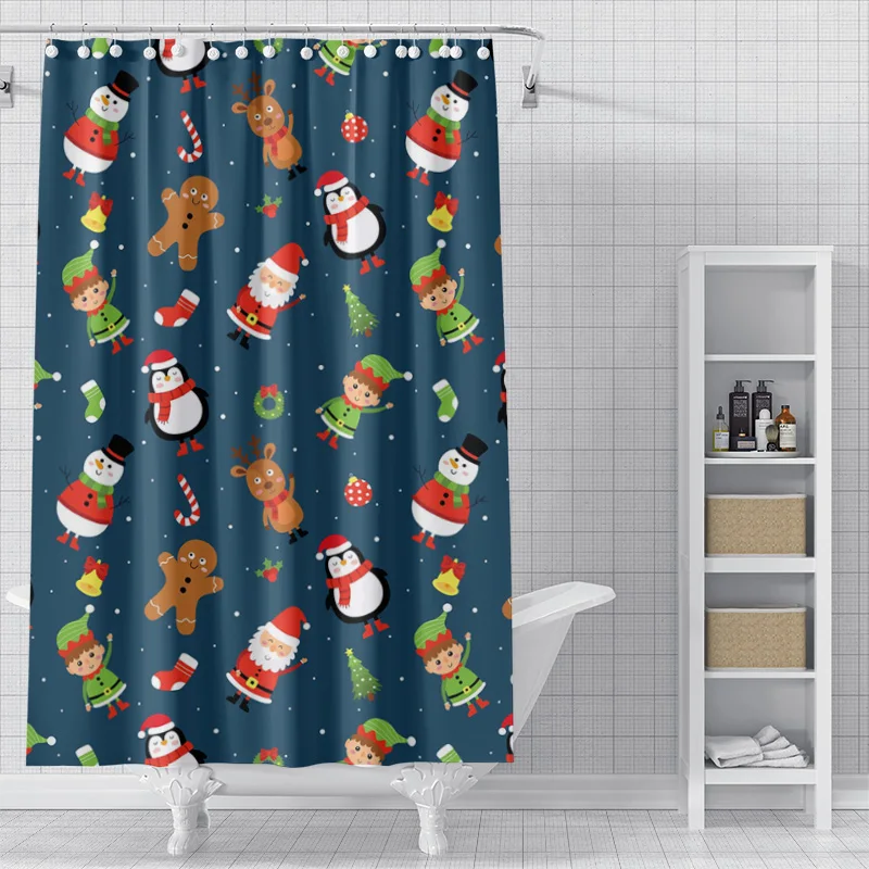 Home decoration shower curtains for bathroom waterproof curtain fabric Modern Nordic style Living Room Merry Christmas winter