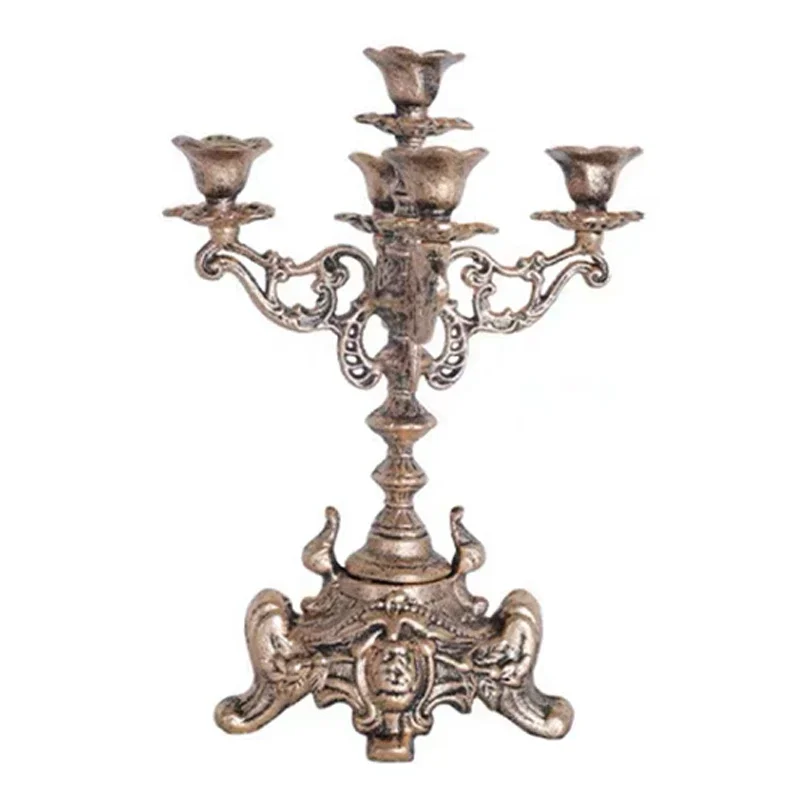 

Vintage European imitation copper cast iron candle holder home decoration props wax table ornaments