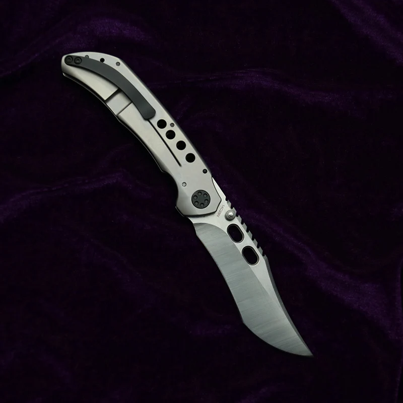LEMIFSHE 14C28N Steel Blade Titanium Alloy Handle Camping Knife EDC Fruit Outdoor Collection Tool Knife