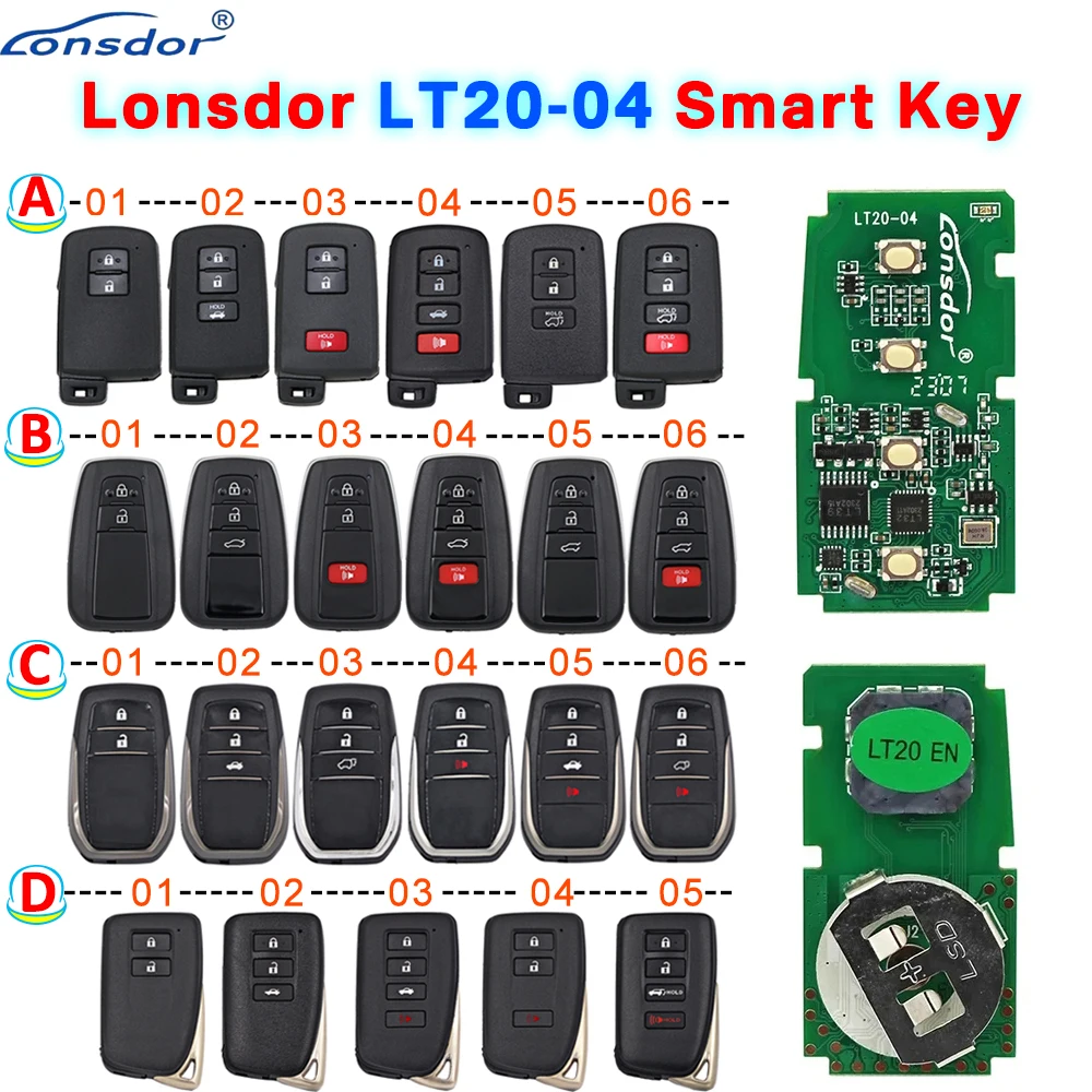 

Lonsdor LT20 Series Universal Smart Remote Key 8A 4D for Toyota Lexus for KH100+ K518 K518ISE