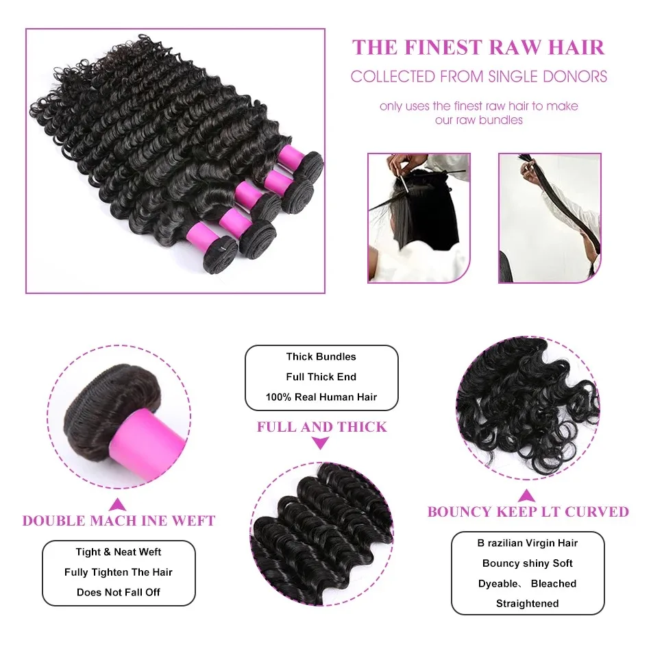 Natural Remy Loose Deep Wave Hair Bundles Extra Long 28 30 Inch Curly Human Hair Weft Weaving 1 To 5 Bundles image 4