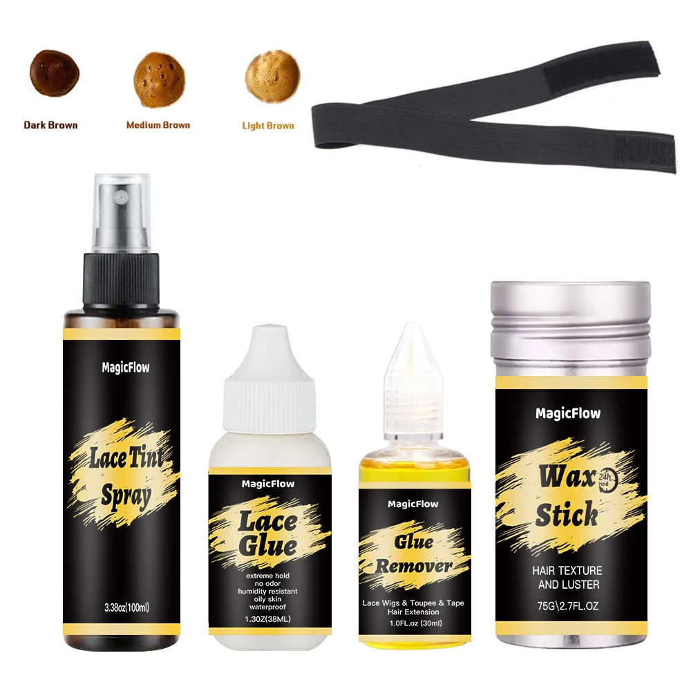 Lace Glue Waterproof For Lace Front Wig + Plant Glue Remover + Hair Wax Stick + Lace Tint Spray