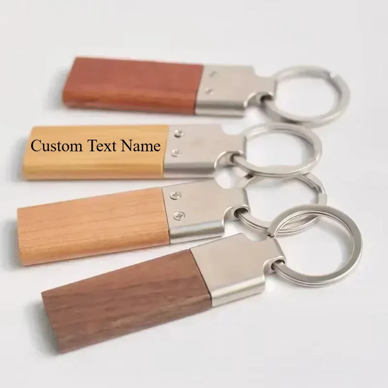 

Wood Custom Laser Engraved Logo Name Keychain Car Moto Bags Keyring Rosewood Walnut Woman for Man Personalized Key Ring Gift