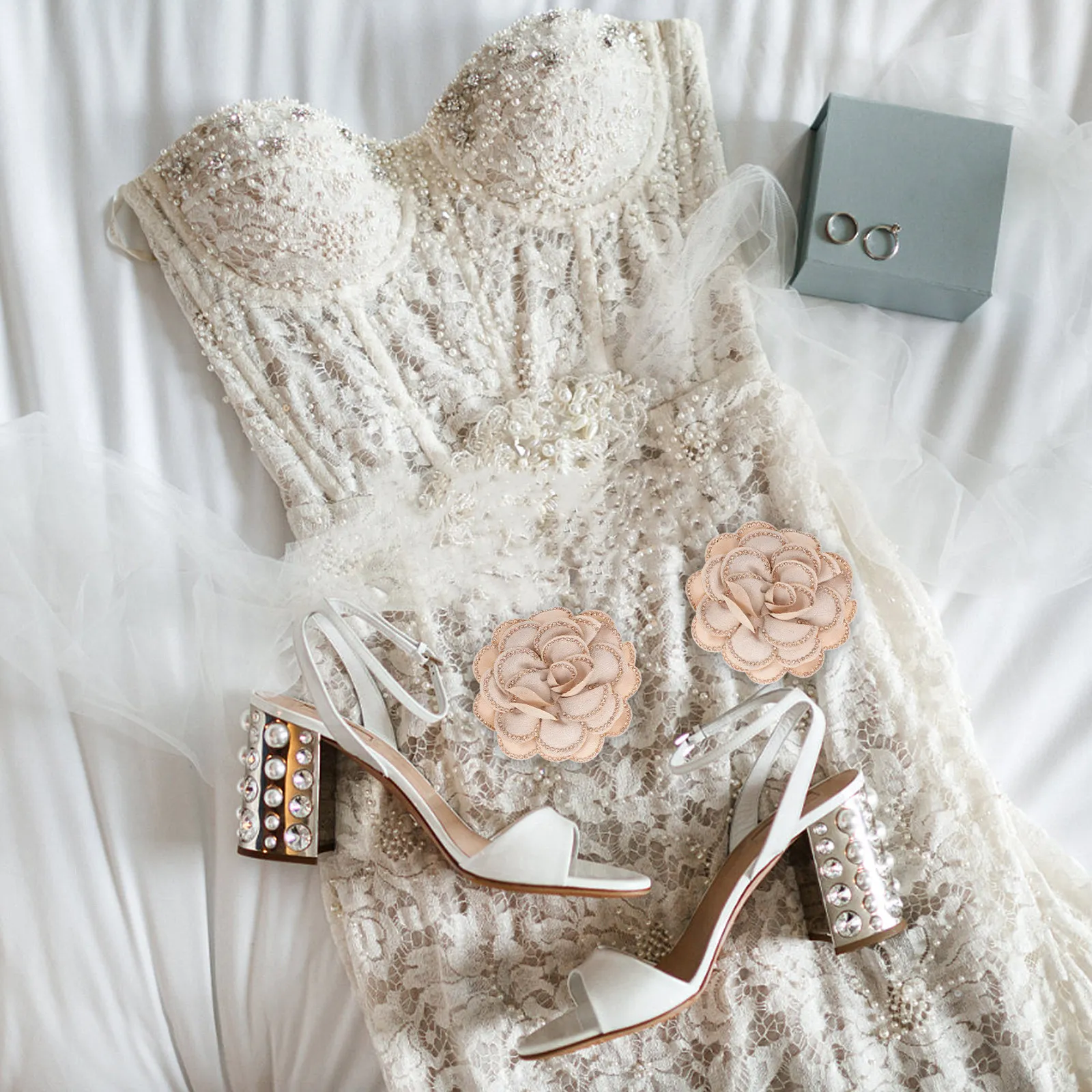 

2 шт. Зажимы для обуви со стразами в виде розы, съемные свадебные украшения для зимних туфель на каблуке, декоративные клипсы для обуви в виде цветов