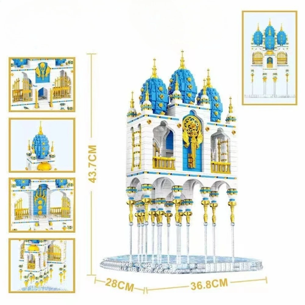 MOC كبير الانجراف السماء قصر القلعة اللبنات مجموعة منزل القرون الوسطى في سحابة لتقوم بها بنفسك لعب للأطفال عيد ميلاد هدية عيد #4