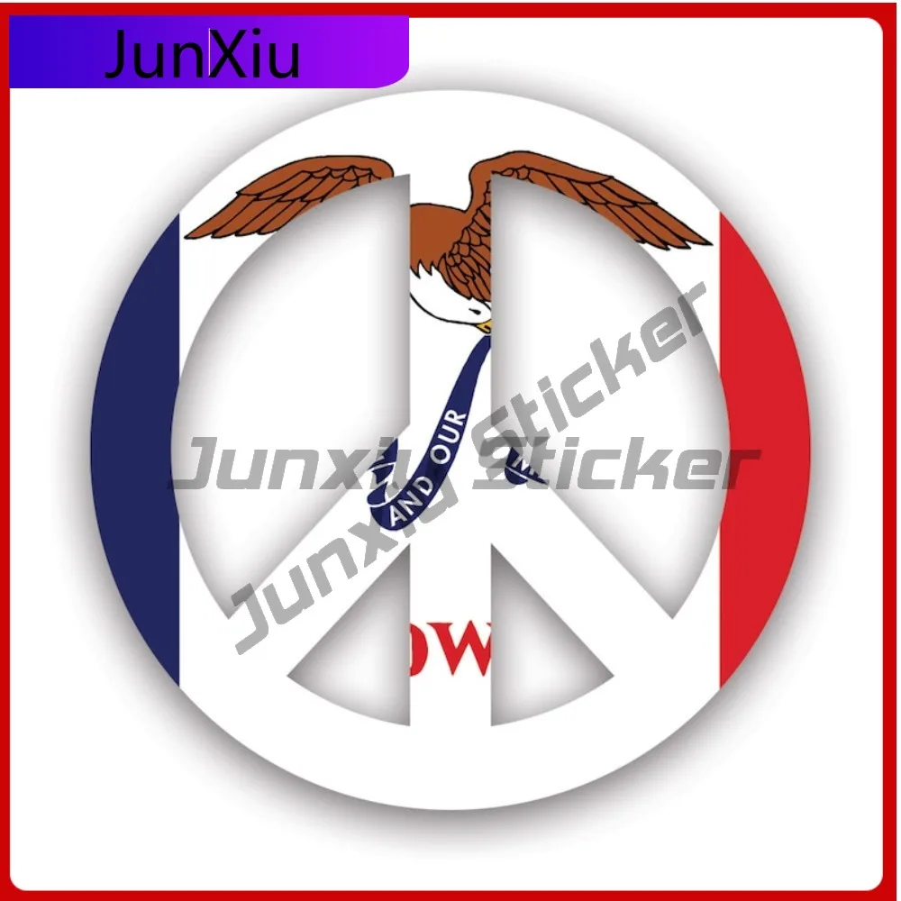 

Iowa Flag Peace Symbol Stickerwaterproof Outdoor Cute Laptop Waterproof Vinyl Decal For Refrigerators High Quality Protection