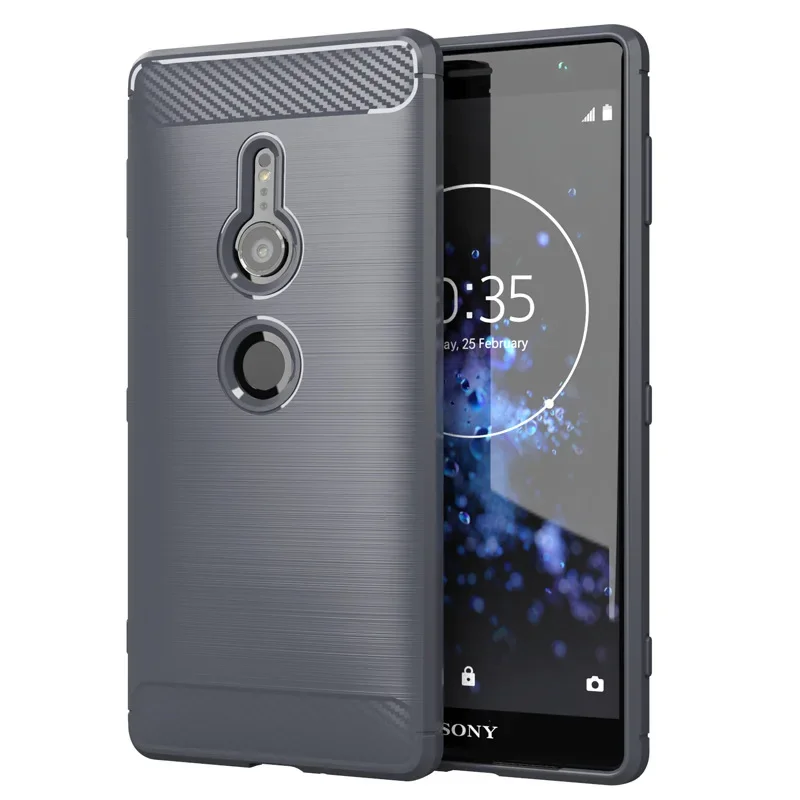 Carbon Fiber Cover Case For Sony Xperia XZ2 Premium Solid Color Rugged Shockproof Protect Case For Xperia XZ2 Compact XZ2 Mini view 3