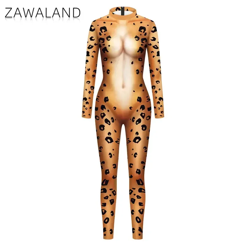 Zawaland أجش الذئب ليوبارد بذلة الحيوان تأثيري حلي الرجال Zentai دعوى مضحك تمويه ارتداء هالوين عطلة ملابس للحفلات