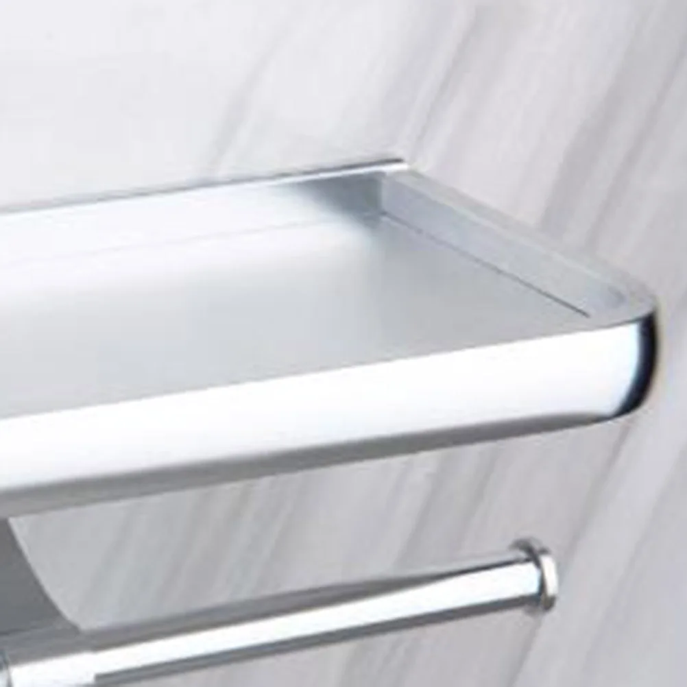 

Space Aluminum Paper Roll Holder Double Tissue Organizer Light Silver 26x13x11cm Practical Bathroom Phone Rack