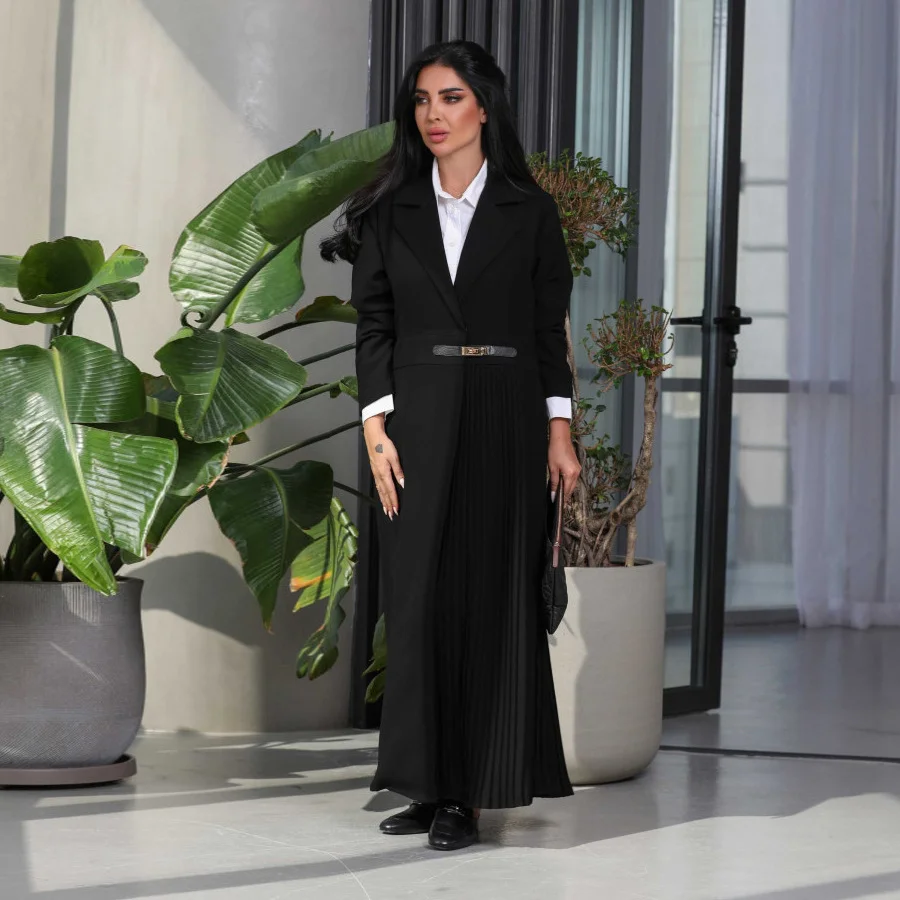 Abaya Strickjacke Robe Plissee Plissee Mantel Muslimische Arabische Kleidung Mode Frauen Kleidung Outwear