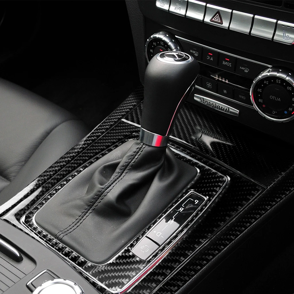 For Mercedes Benz W204 2007-2013 C Class Car Gear Shift Box Panel Decor Cover Trim Decal Carbon Fiber Auto Interior Accessories