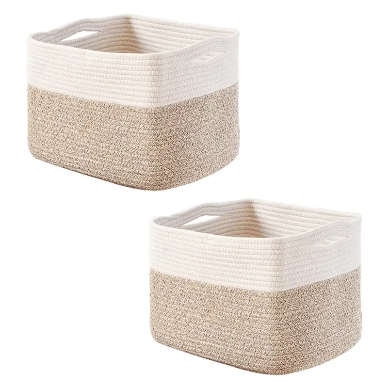 

【HOUSEHOLD GOODS】Storage Baskets For Organizing, Woven Cotton Rope Basket For Storage Books, Baby Organizing Baskets, Storag