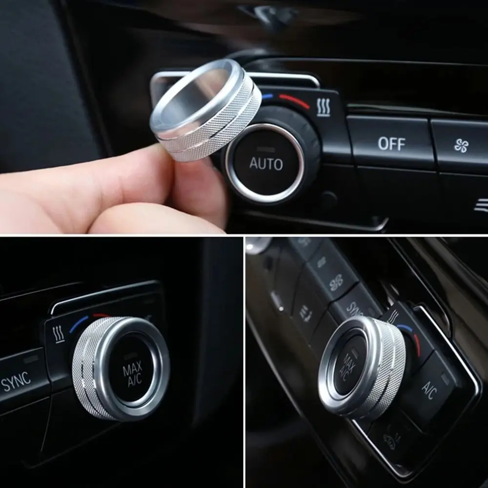 3Pcs For BMW 1 2 3 4 Series F30 F34 F46 GT X1 F47 F48 13-17 Car Styling Air Conditioning Knobs Audio Circle Trim Alloy Accessory