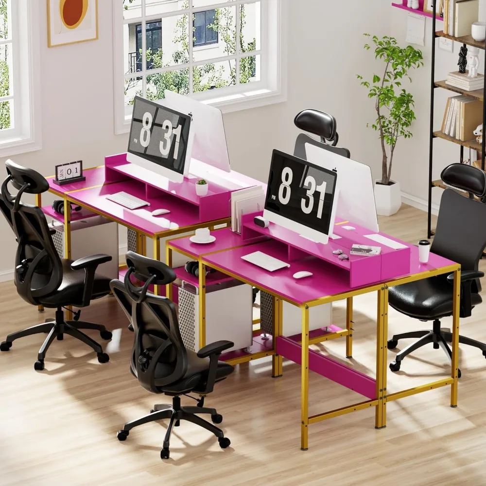 Gaming Desk - 39" Home Office Desk with Storage, Writing Desk with Monitor Stand, Modern Simple Study Corner Table, Adjustable