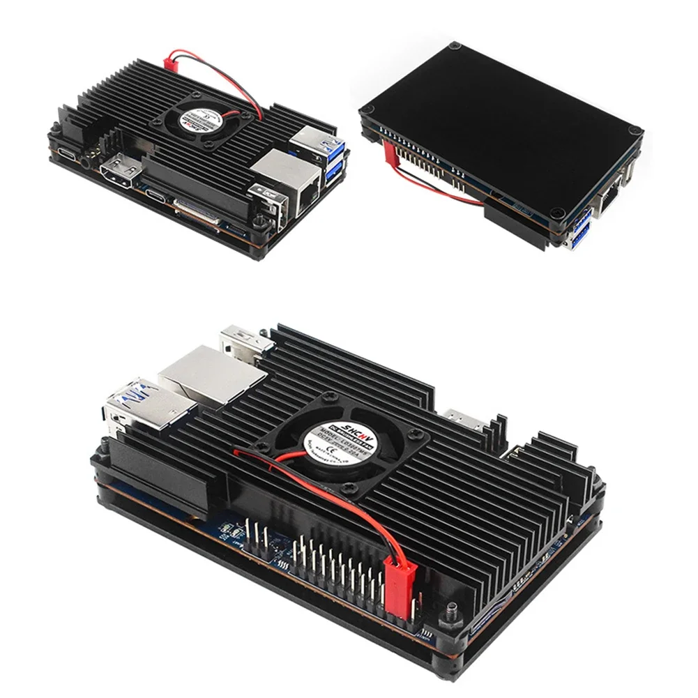 Caja de disipador de calor de CPU de aleación de aluminio con ventilador, carcasa de Metal, accesorios de equipo de repuesto protectores para Orange Pi 5
