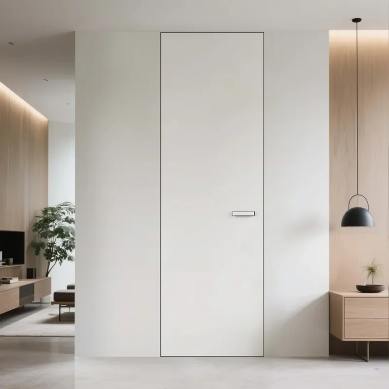 White Invisible Door Minimalist Frameless Top Narrow Side Door Wall Background Living Room Integrated Thickened Aluminum Wood