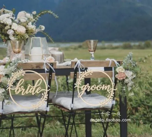 Wedding decoration groom and bride chair back decoration room arrangement photo shooting props