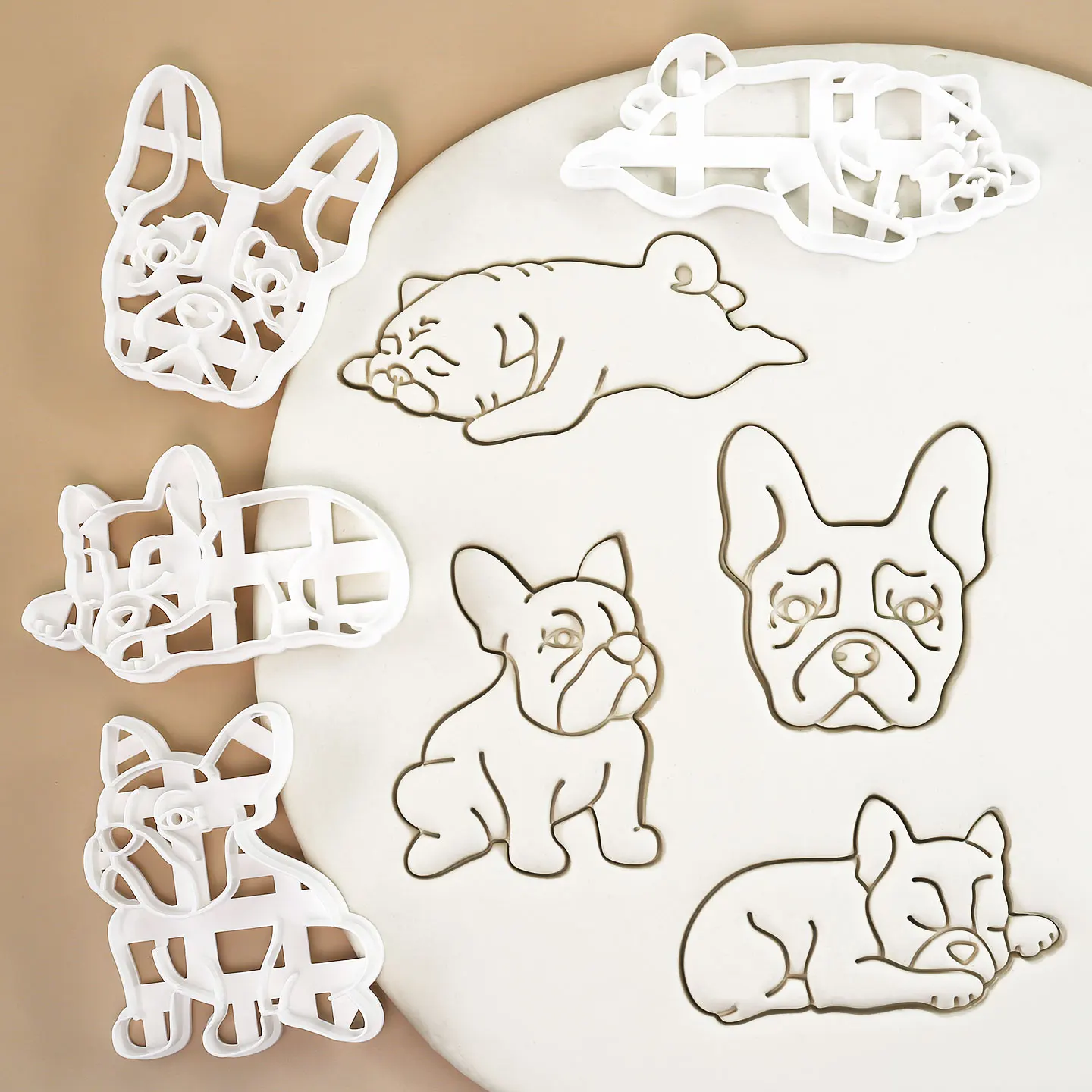 4 Stück Bulldoggen-Ausstechformen, 3D-Cartoon-Welpen-Plätzchenformen, Geschenke für Thanksgiving, Weihnachten, Ostern, Valentinstag