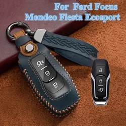 For Ford Focus 4 ST Mondeo 5 MK5 Mustang F-150 Explorer Edge Fiesta Kuga MK3 4 For Ford Fusion Leather Car Key Case Cover