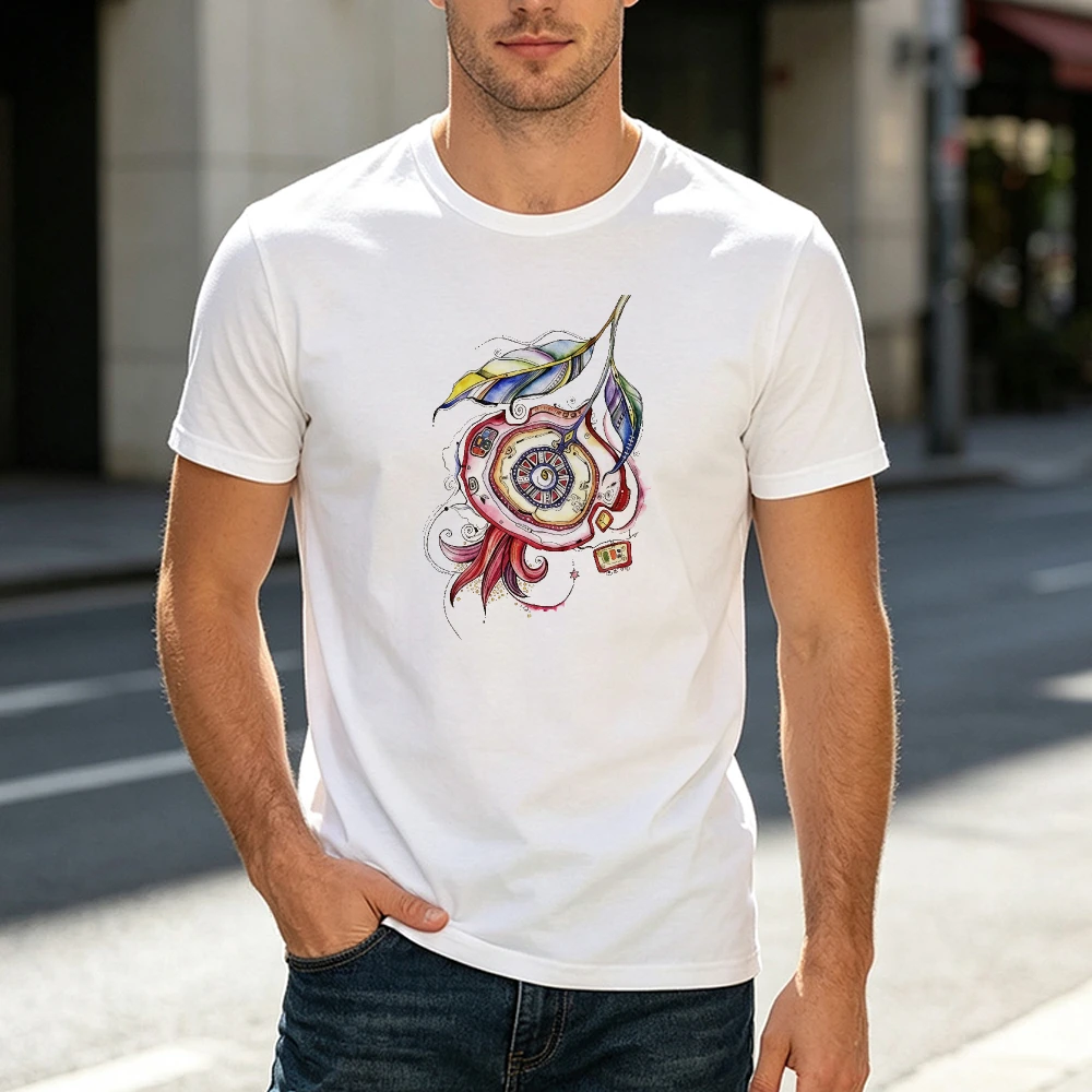 Native American Feather Dreamcatcher Graphic Men T Shirt Summer Tribal Ethnic Art Tee Bohemian Spiritual Tops