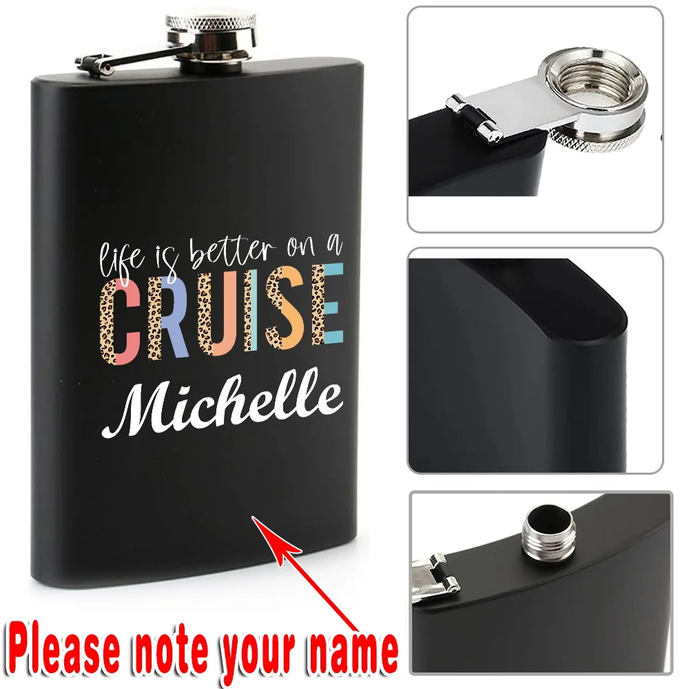 

Customized Name 8oz Hip Flask Metal Wine Pot Stainless Steel Liquor Container Travel Flagon Whiskey Bottle Alcohol Organizer