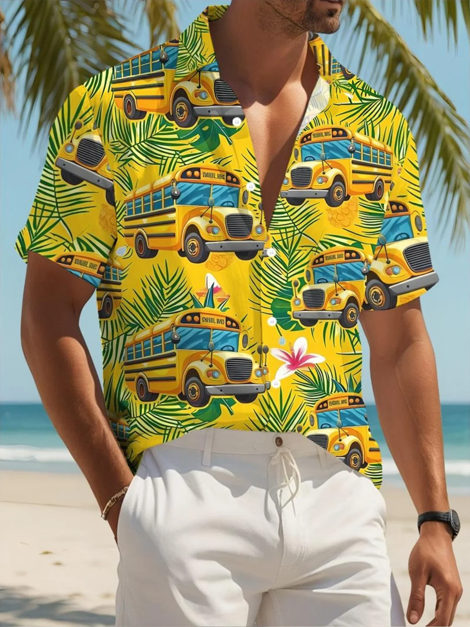 

Summer Casual Tropical Shirt Men HawaiianMan Women Short Sleeve Fashion Print Breathable Beach Party Tops
