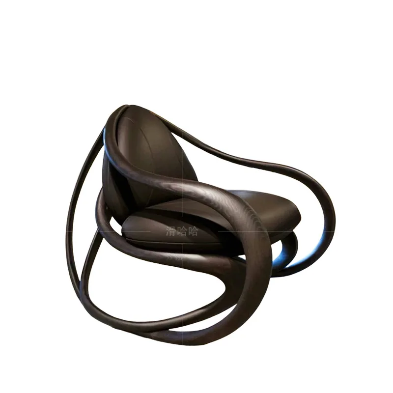 

Italian single sofa Internet celebrity creative balcony High-end living room designer walnut leisure rocking chair