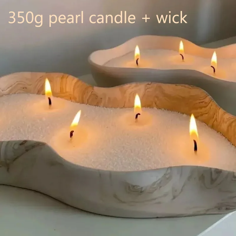 350Gwhite Snow Pearled-Candles with Wicks - Diy Candle Sand, Refillable Candl  DIY Send wick