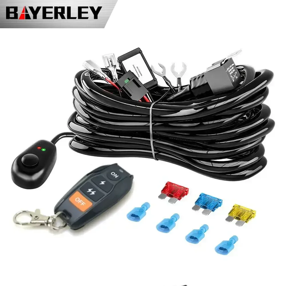 Strip Light Spotlight Multi-Mode Flash Wireless Control Wiring Harness 3 M18awg  Remote Control One to Two Car Led Working Lamp