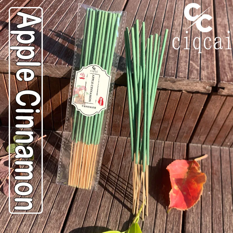 Apple Cinnamon Flavored Premium Thick Incense Sticks, 12cm / 4.72inch Natural Incense Sticks, Made Entirely by Hand from Apple and Cinnamon Fragrance Powder, with a Strong and Long-Lasting Scent, Refreshing and Invigorating, Purifying the Air, Suitable for Home, Office, Hotel, Club, Etc., in a Luxurious Box, Perfect for Holiday Gifts