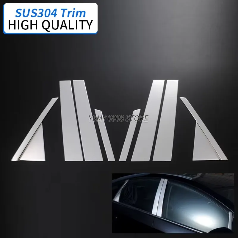 8 PCS Steel Exterior Decorations Accessories Car Door Pillar Posts Trim for Toyota Prius 30 2009+ Car Window Pillar Cover