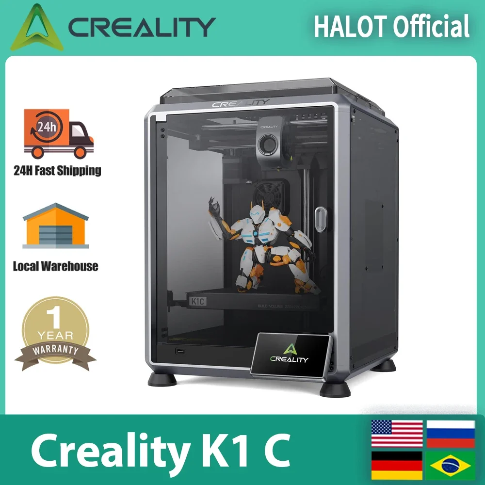 CREALITY K1C 3D Printer 600mm/S Speed AI Camera Printing Stable Frame Auto Leveling Dual Fan Direct Cooling Drive Extruder Kit