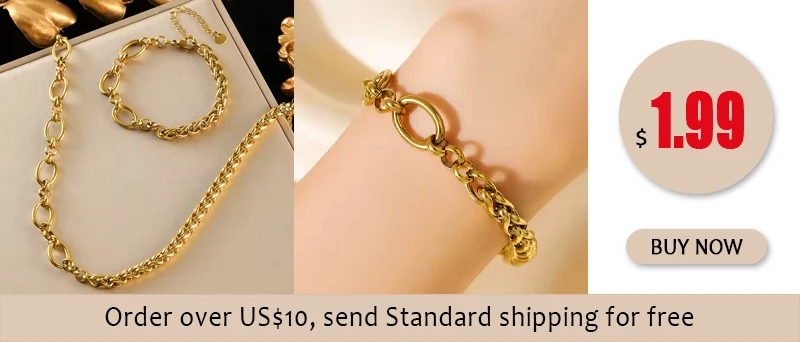 EILIECK 316L Edelstahl Ketten Halsketten Armband Schmuckset für Damen Goldfarben Metall 18 K vergoldet Halskette Bijoux Geschenk – Detail 4